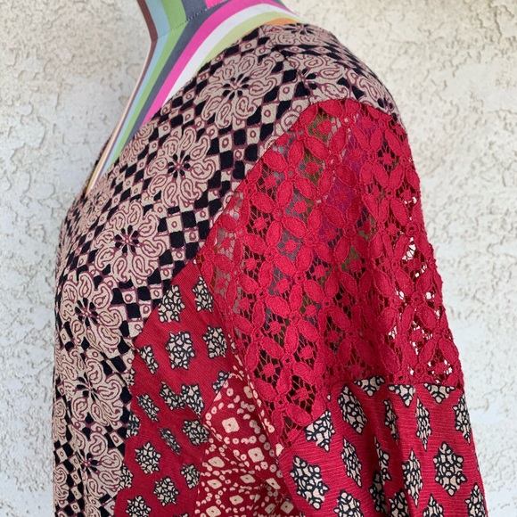 Lucky Brand Boho Floral Point Blouse 0100 - Picture 4 of 6